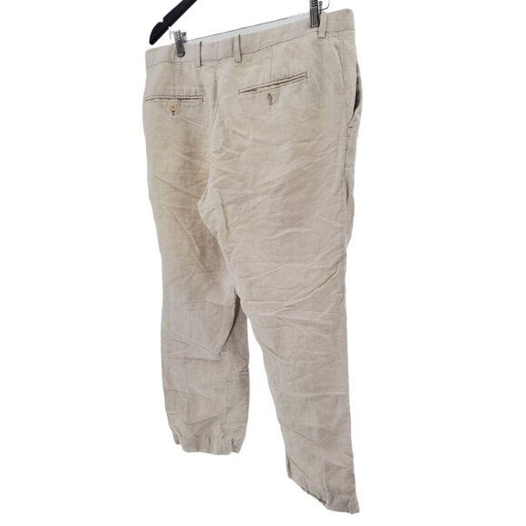 Perry Ellis 36x29 Portfolio Trouser Linen Pants Lightweight Mens Slacks Cream - Picture 3 of 14